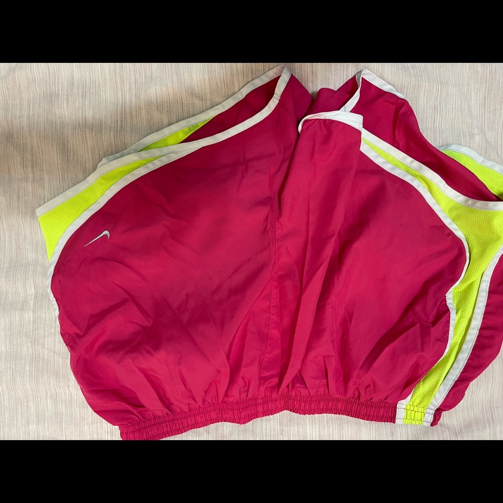 Watermelon pink and neon yellow Nike shorts